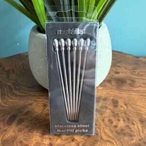 Sleek Martini Picks (6-Pack) Metalla Stainless Steel Classic